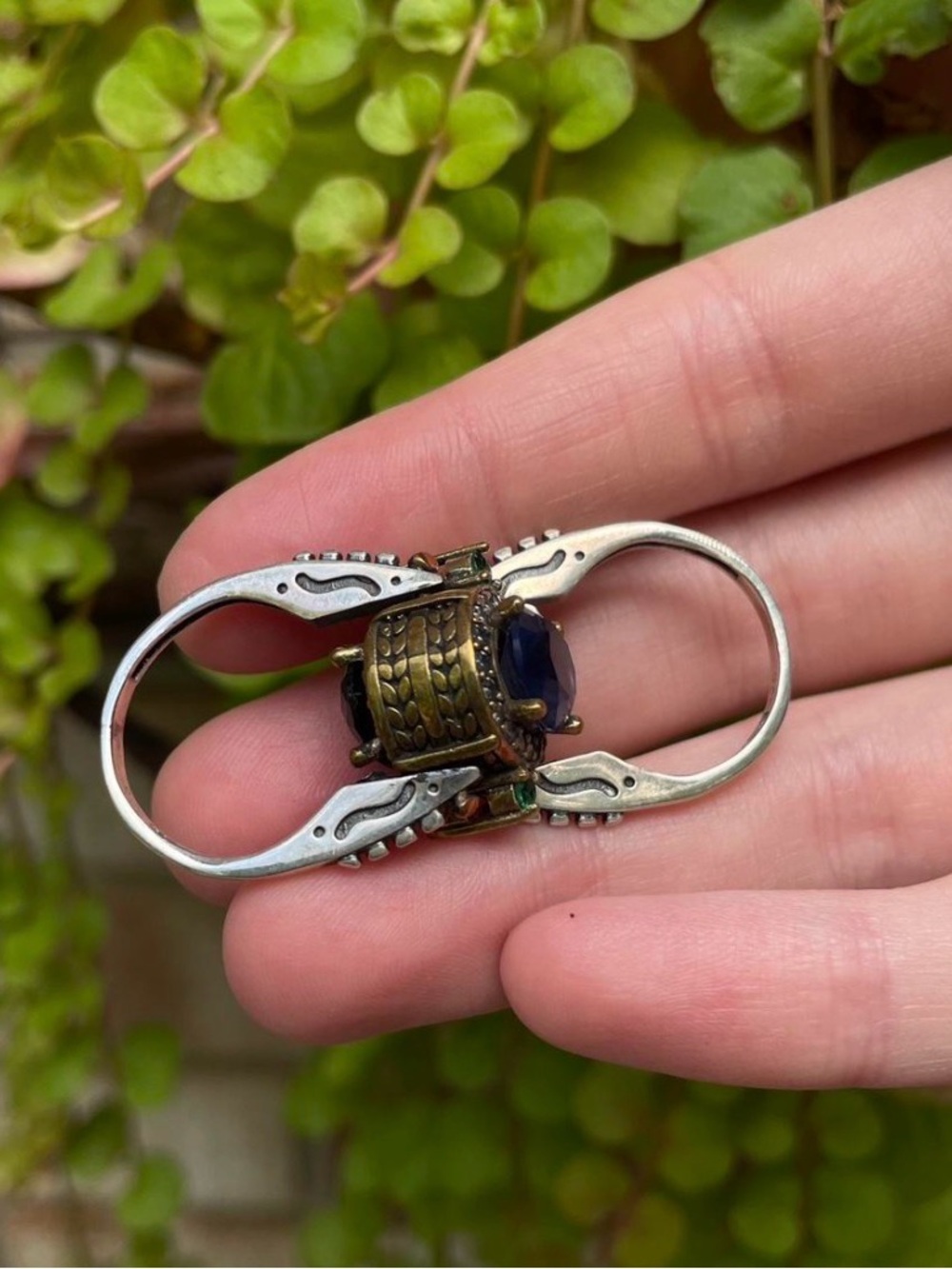 Reversible Two Tone Gemstone Ring Size5